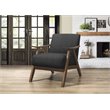 Pemberly Row Set of 2 Mid-Century Fabric Upholstered Accent Chairs in Dark Gray