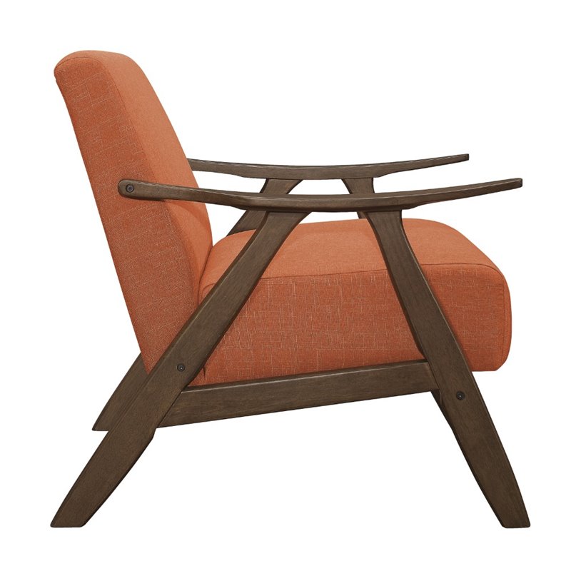 Pemberly Row Set of 2 Modern Accent Chairs with Arm Rest in Orange