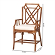 Pemberly Row Set of 2 Marbled Tortoise Natural Rattan Dining Chairs