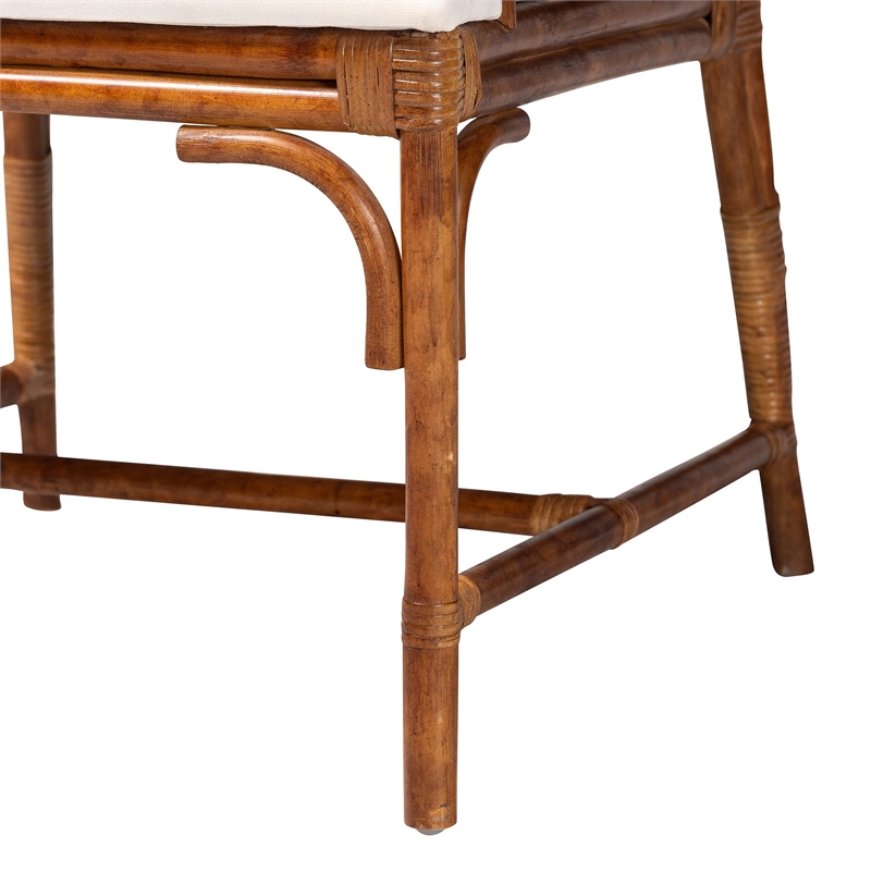 Pemberly Row Set of 2 Marbled Tortoise Natural Rattan Dining Chairs