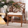 Pemberly Row Set of 2 Marbled Tortoise Natural Rattan Dining Chairs