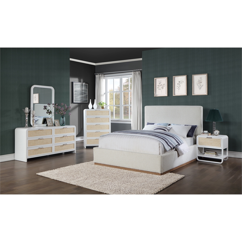 Pemberly Row Set of 5 King Bed and Night Stand and Mirror and Dresser