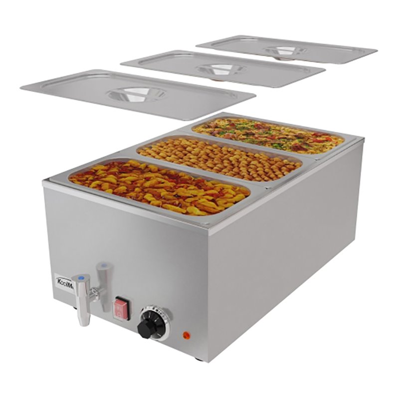 Pemberly Row Bain Marie Countertop Stainless Steel Food Warmer in Silver