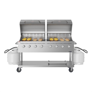 Pemberly Row Steel 60&quot 8-Burner Commercial Outdoor Propane Gas Grill