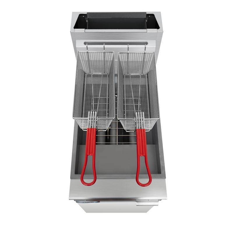 Pemberly Row Steel 40lb Floor Liquid Propane Commercial Fryer with 90000 BTUs