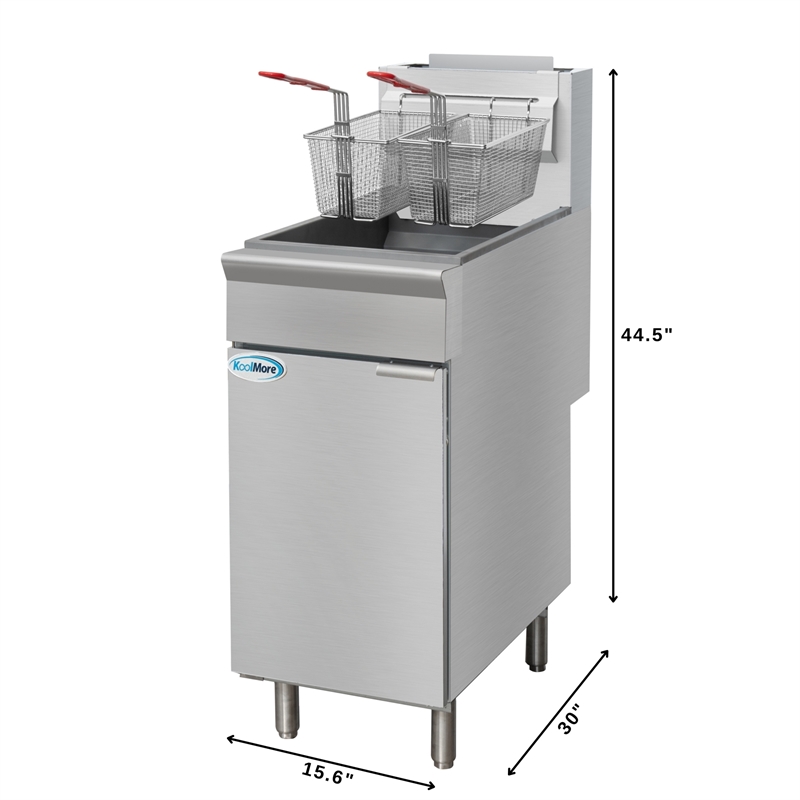 Pemberly Row Steel 50lb Floor Natural Gas Commercial Fryer with 120000 BTUs