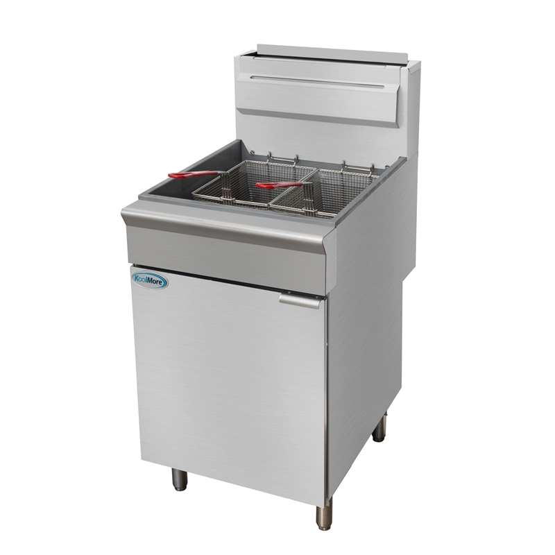 Pemberly Row Steel 75lb Floor Liquid Propane Commercial Fryer with 150000 BTUs