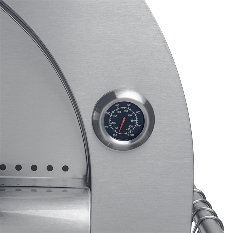 Pemberly Row 32-inch Outdoor Gas and Wood Fired Pizza Oven in Stainless Steel