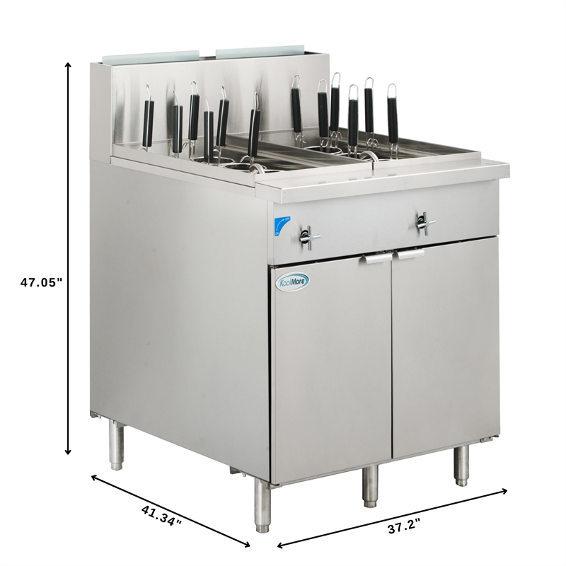 Pemberly Row Commercial 22 Gallon Natural Gas Steel Pasta Cooker with 140000 BTU