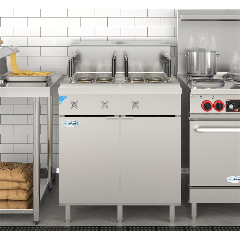 Pemberly Row Commercial 22 Gallon Natural Gas Steel Pasta Cooker with 140000 BTU