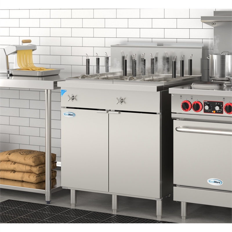 Pemberly Row Commercial 22 Gallon Natural Gas Steel Pasta Cooker with 140000 BTU
