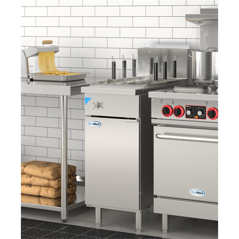 Pemberly Row Commercial 11 Gallon Natural Gas Steel Pasta Cooker with 70000 BTUs