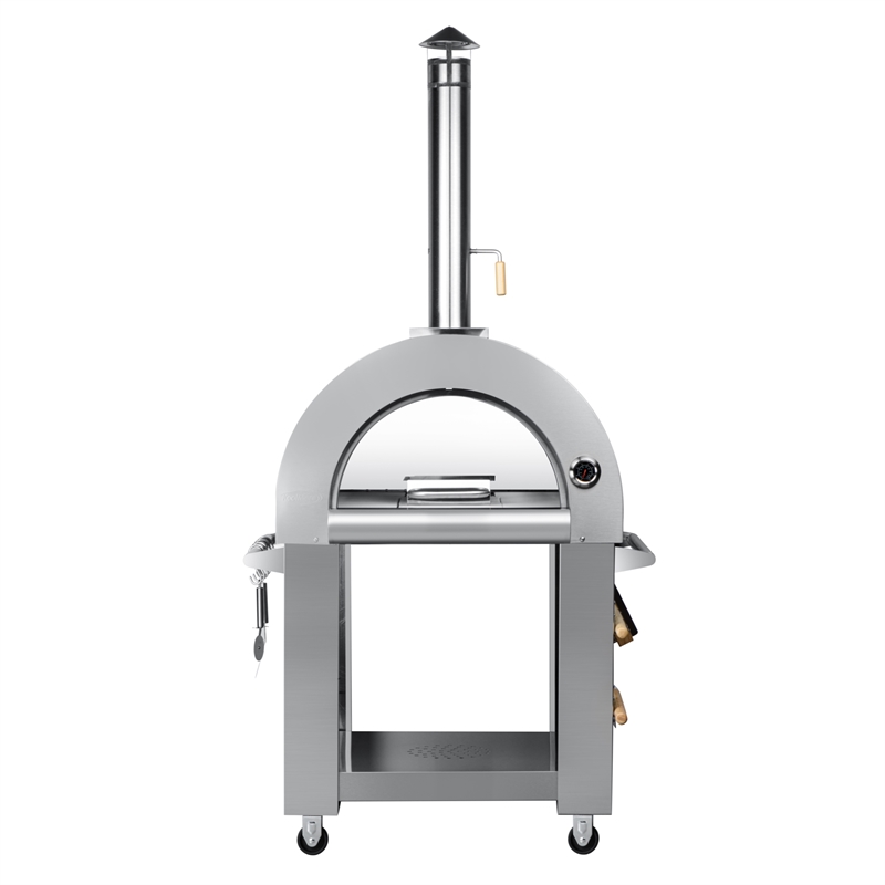 Pemberly Row 32 in.Outdoor Wood Fired Pizza Oven in Stainless Steel