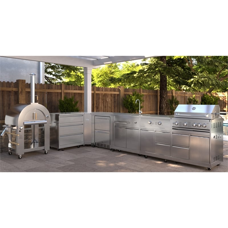 Pemberly Row Outdoor Kitchen Series Modular Kitchen in Stainless Steel