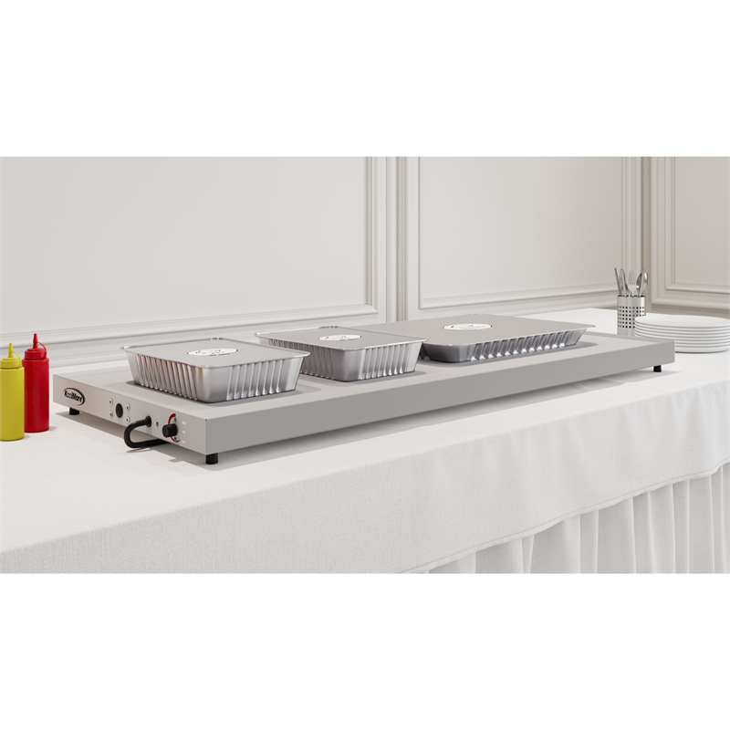 Pemberly Row Stainless Steel 48-inch Commercial Warming Shelf in Silver