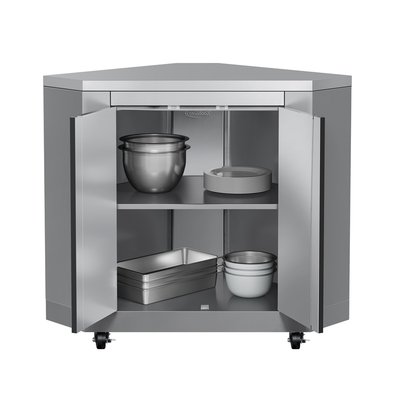 Pemberly Row 26-inch Stainless Steel Corner Cabinet for Outdoor Kitchen