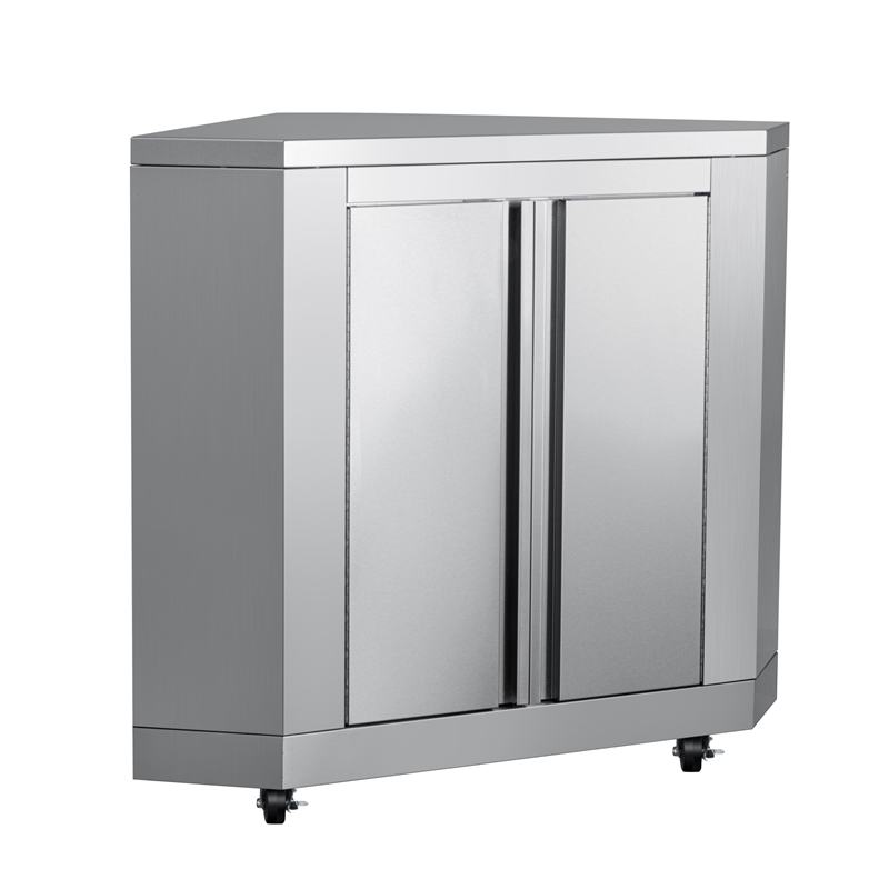 Pemberly Row 26-inch Stainless Steel Corner Cabinet for Outdoor Kitchen