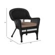 Pemberly Row Wicker Chair in Black with Brown Cushion (Set of 2)