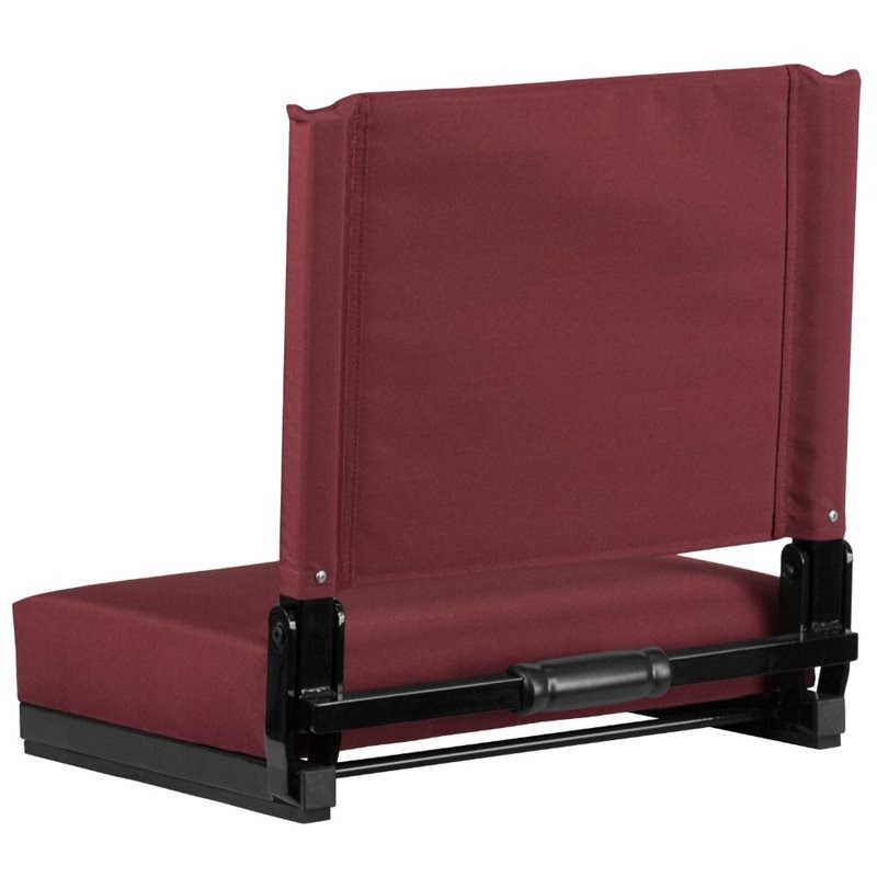 Pemberly Row Grandstand Comfort Seat in Aluminum Frame in Maroon
