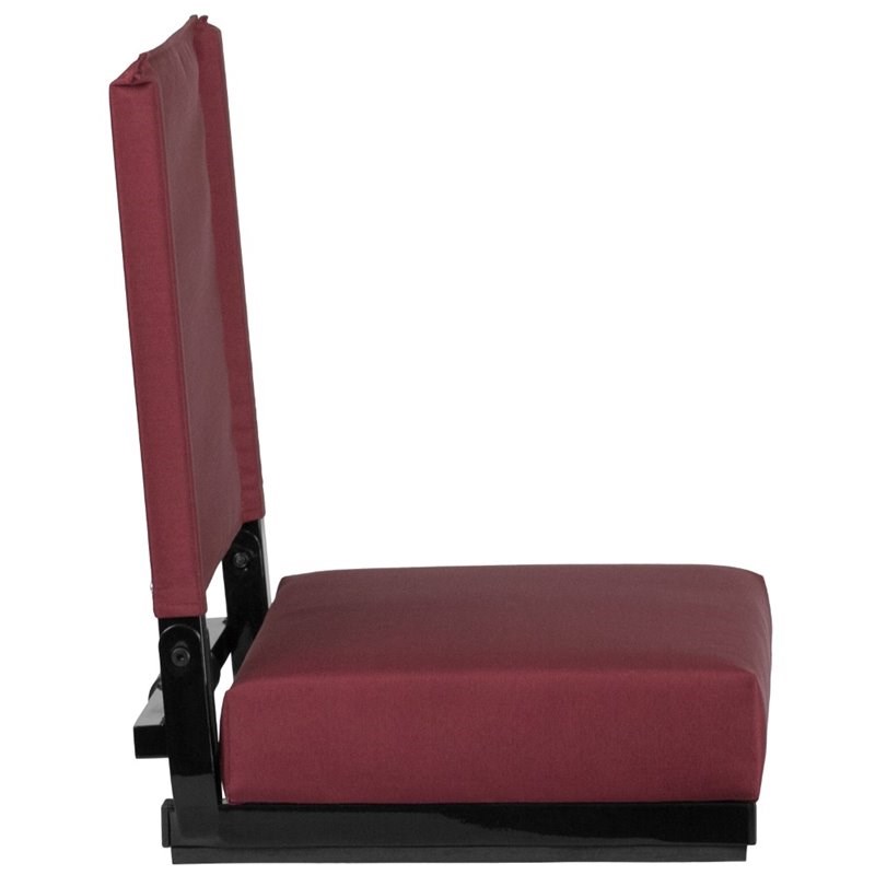 Pemberly Row Grandstand Comfort Seat in Aluminum Frame in Maroon