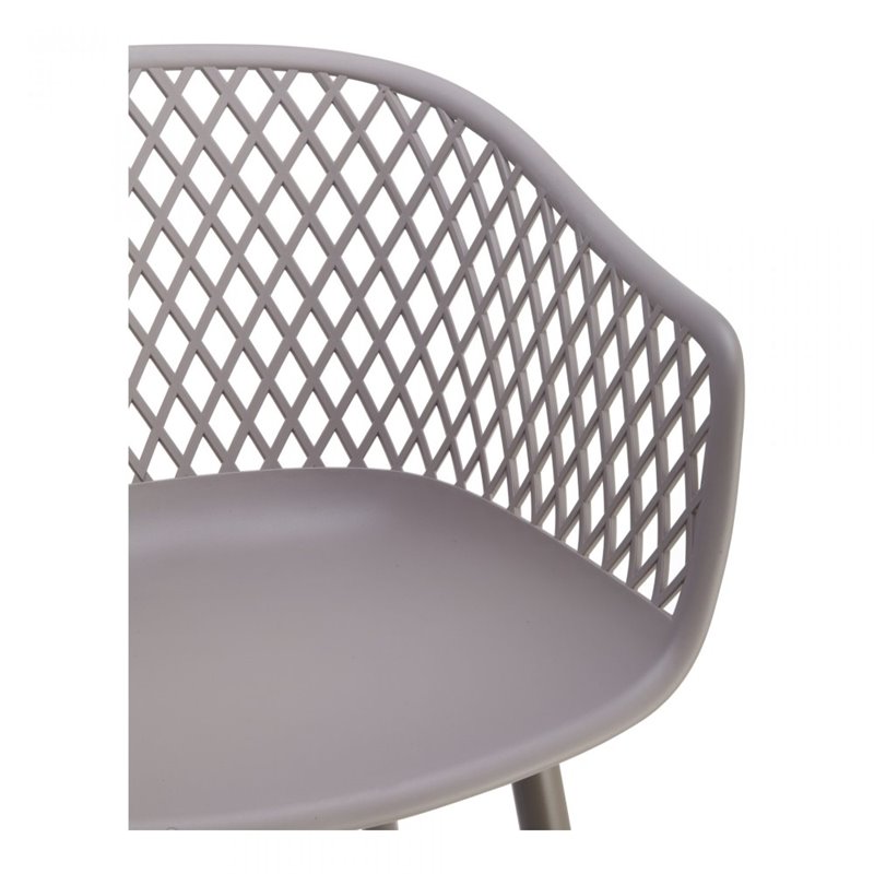 Pemberly Row Contemporary Plastic Outdoor Chairs in Grey (Set of 2)