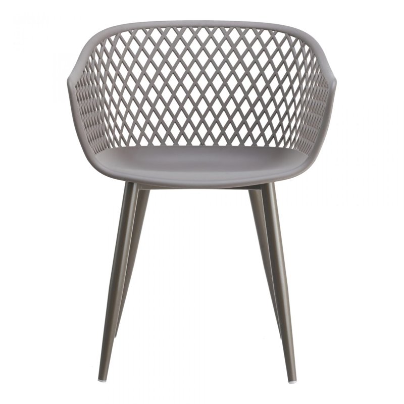 Pemberly Row Contemporary Plastic Outdoor Chairs in Grey (Set of 2)