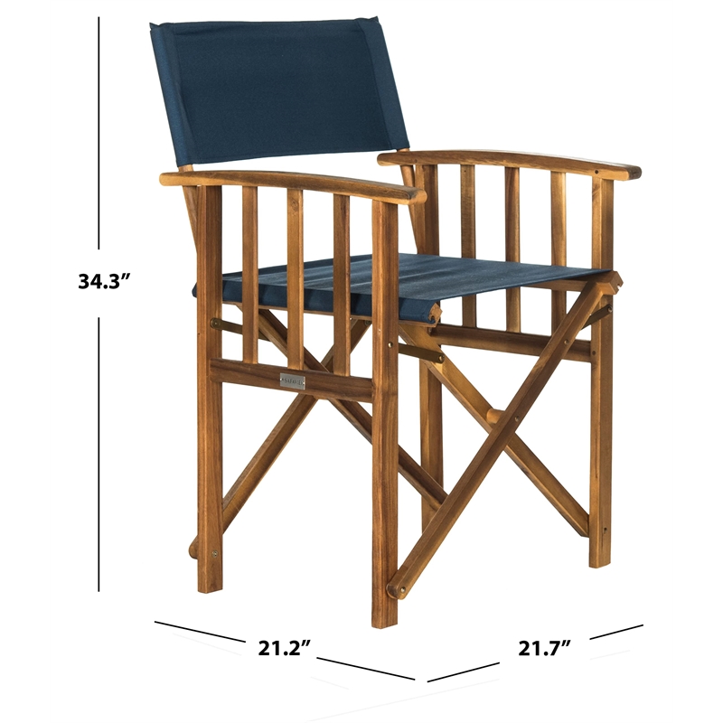 Pemberly Row Laguna Director Chairs in Natural & Navy (Set of 2)