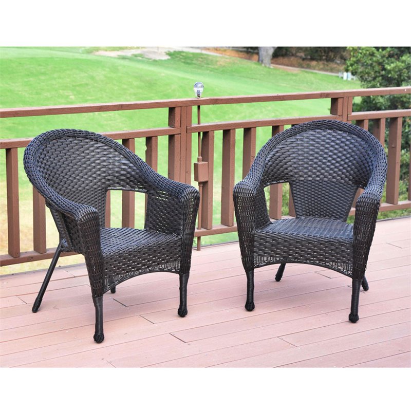 Pemberly Row Contemporary Resin Wicker Patio in Brown (Set of 2)