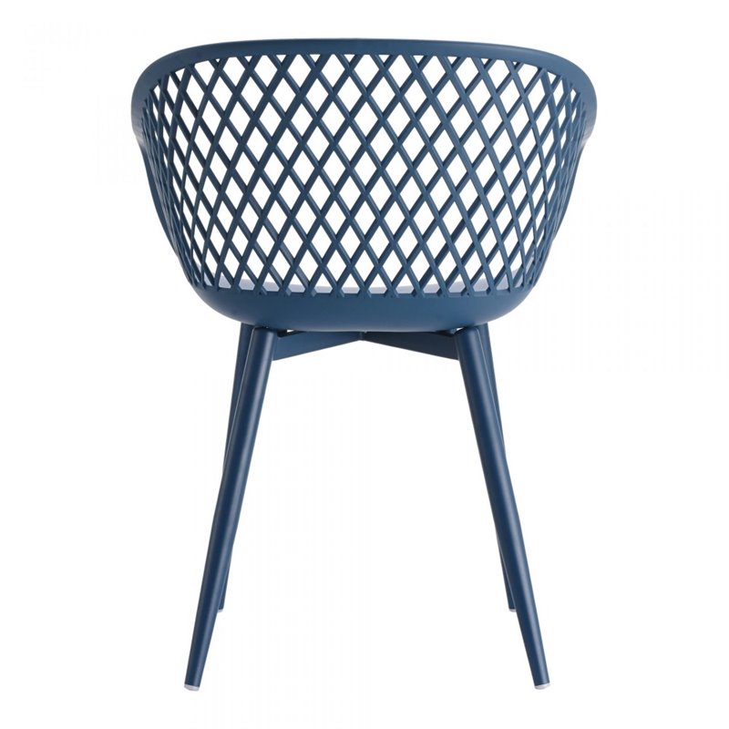 Pemberly Row Contemporary Plastic Outdoor Chairs in Blue (Set of 2)