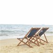 Pemberly Row Eucalyptus Wood/Polyester Sling Chair in Natural/Navy (Set of 2)