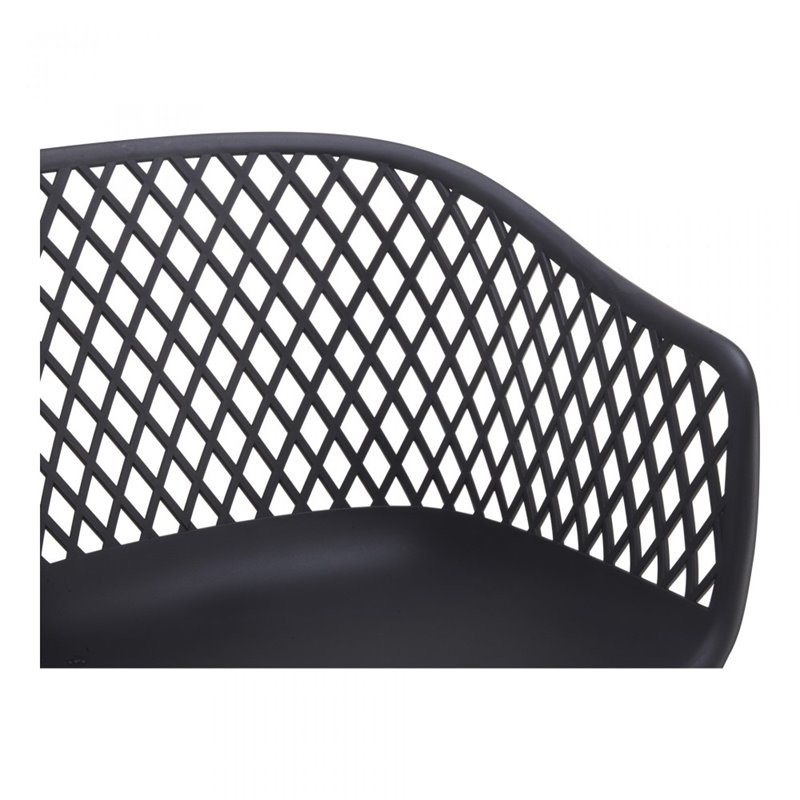 Pemberly Row Contemporary Plastic Outdoor Chairs in Black (Set of 2)
