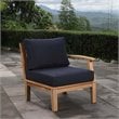 Pemberly Row Wood Outdoor Teak Right-Facing Chair in Natural/Navy