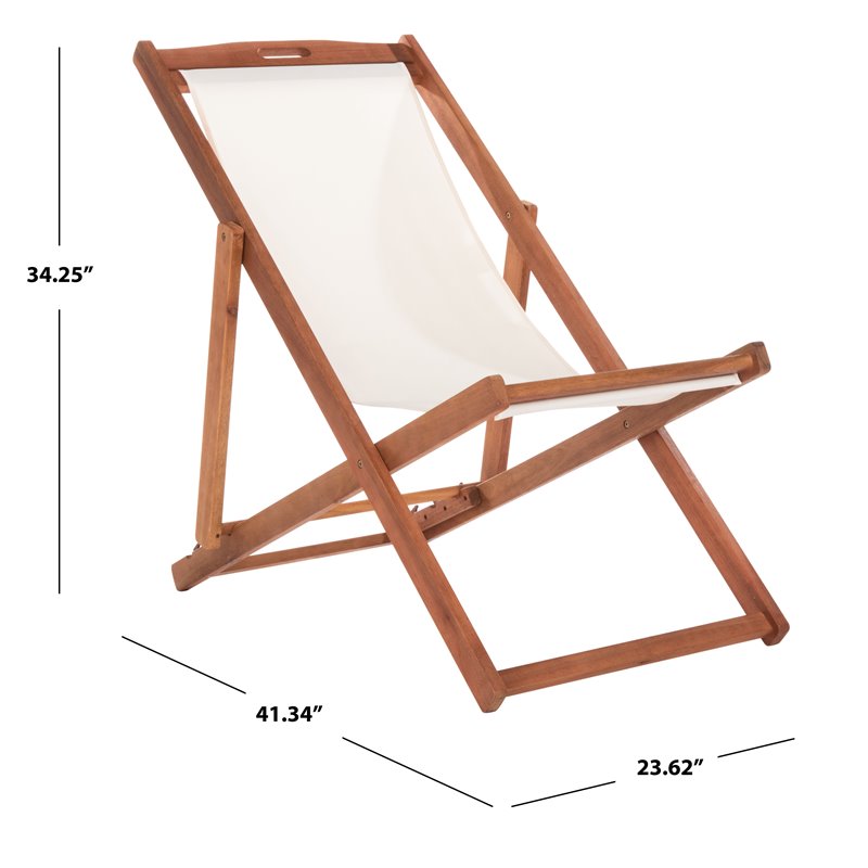 Pemberly Row Eucalyptus Wood/Polyester Sling Chair in Natural/Beige (Set of 2)