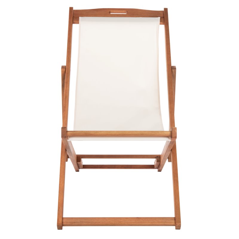 Pemberly Row Eucalyptus Wood/Polyester Sling Chair in Natural/Beige (Set of 2)