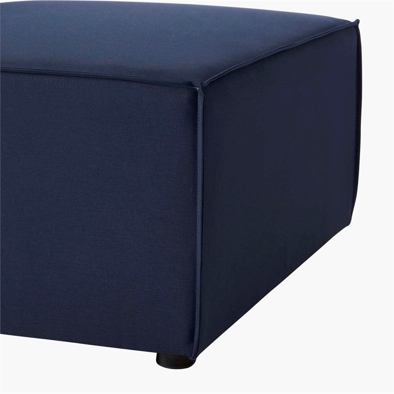 Pemberly Row Fabric Upholstered Outdoor Patio Sofa Armless Chair in Navy Blue