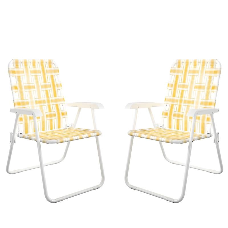 Pemberly Row Poolside Gossip Collection Priscilla Folding Chairs Yellow (2-Pack)