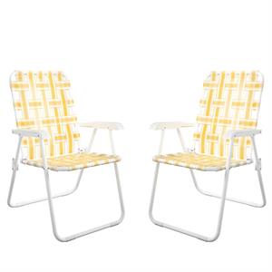 Pemberly Row Poolside Gossip Collection Priscilla Folding Chairs Yellow (2-Pack)