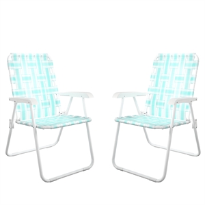 Pemberly Row Poolside Gossip Priscilla Folding Chairs in Aqua Haze (2-Pack)