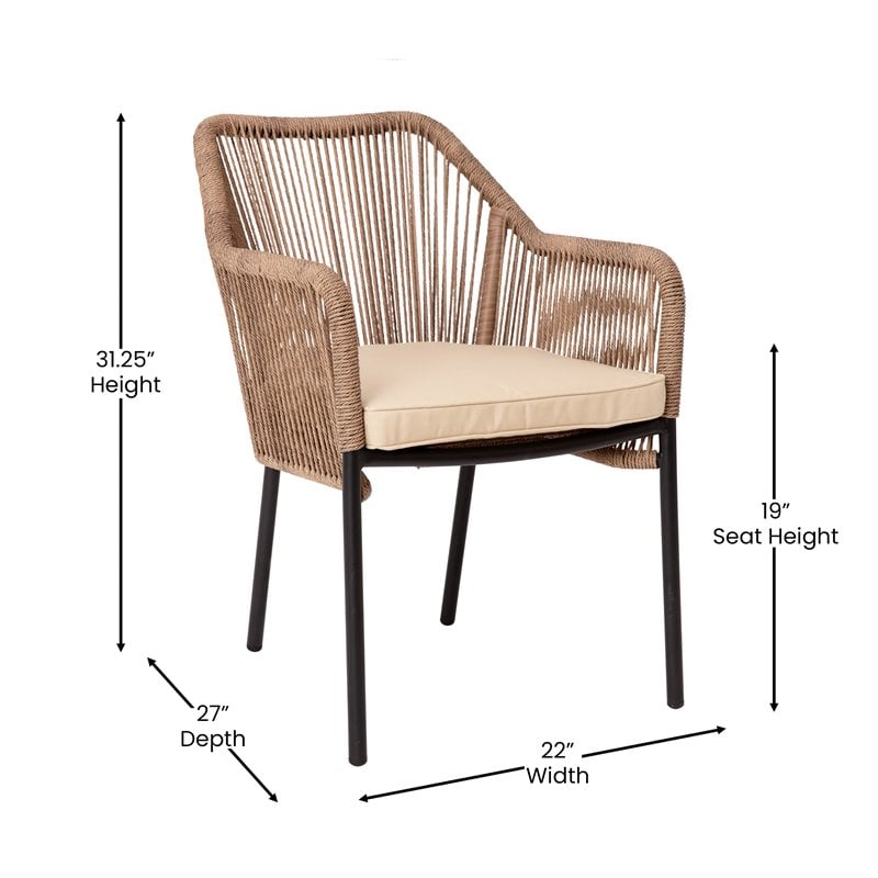Pemberly Row Stacking Aluminum Club Chairs in Natural (Set of 2)