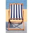 Pemberly Row Eucalyptus Wood Outdoor Sling Chair in Navy and White (Set of 2)