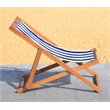 Pemberly Row Eucalyptus Wood Outdoor Sling Chair in Navy and White (Set of 2)