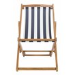 Pemberly Row Eucalyptus Wood Outdoor Sling Chair in Navy and White (Set of 2)