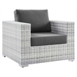 Pemberly Row Modern Fabric Outdoor Patio Armchair in Light Gray/Charcoal
