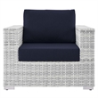 Pemberly Row Modern Fabric Outdoor Patio Armchair in Light Gray/Navy
