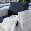 Pemberly Row Modern Fabric Outdoor Patio Armchair in Light Gray/Navy