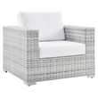 Pemberly Row Modern Fabric Outdoor Patio Armchair in Light Gray/White
