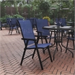 Pemberly Row Metal Folding Patio Sling Chair in Navy (Set of2)