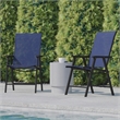 Pemberly Row Metal Folding Patio Sling Chair in Navy (Set of2)