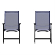 Pemberly Row Metal Folding Patio Sling Chair in Navy (Set of2)