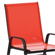 Pemberly Row Contemporary Metal Patio Stack Chair in Red (Set of 4)